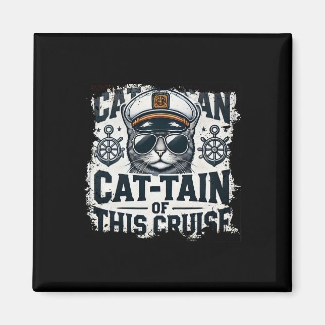 Captain Cat-tain Of Cruise Ship Sea Vacation Kitte Magnet (Front)