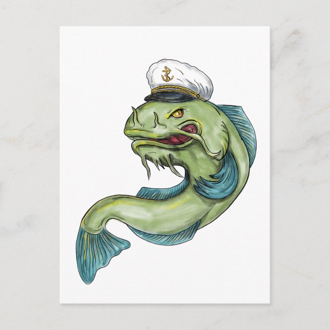 Captain Catfish Tattoo Postcard (Front)
