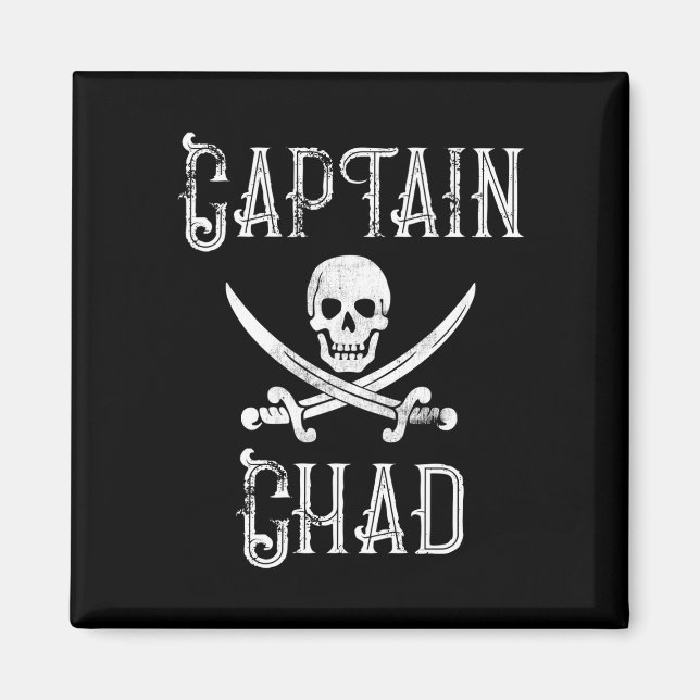 Captain chad retro pirate pontoon  magnet (Front)