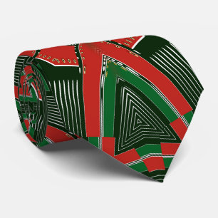 Captain Christmas Red & Green Geometric Scifi Vibe Tie