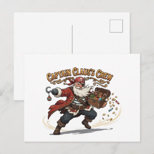 Captain Claus's Crew Christmas Pirate Holiday Postcard
