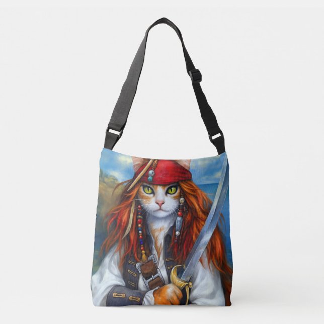 Captain Claws of the Azure Sea | Pirate Cat Crossbody Bag (Front)