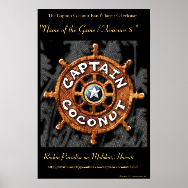 Captain Coconut Band's Official "Gold" Cd Poster  (Front)