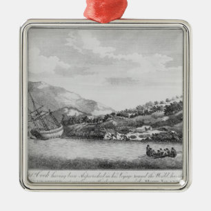 Captain Cook having been shipwrecked Metal Ornament