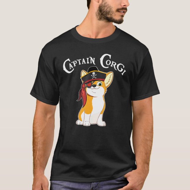 Captain Corgi Pirate Dog Corgi T-Shirt (Front)