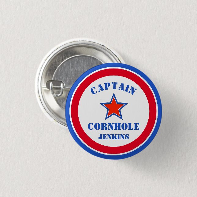 Captain Cornhole 1 Inch Round Button (Front & Back)