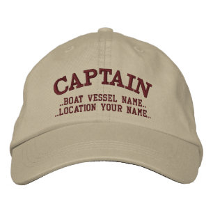 CAPTAIN customizable Your Boat Your Name Embroidered Hat
