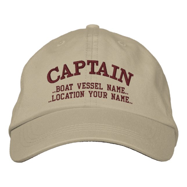 CAPTAIN customizable Your Boat Your Name Embroidered Hat (Front)