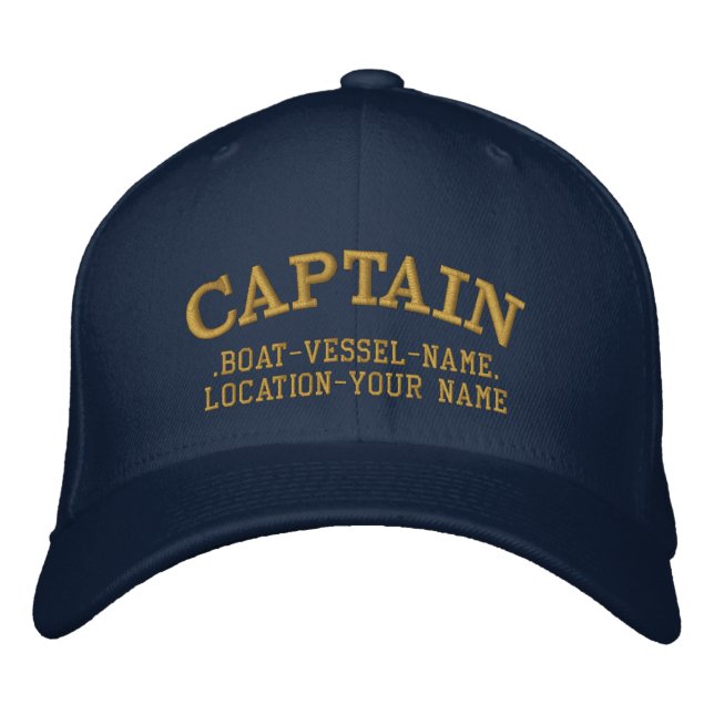 CAPTAIN customizable Your Boat Your Name Embroidered Hat (Front)