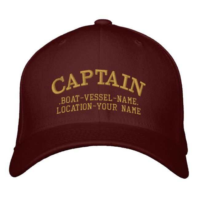 CAPTAIN customizable Your Boat Your Name Embroidered Hat (Front)