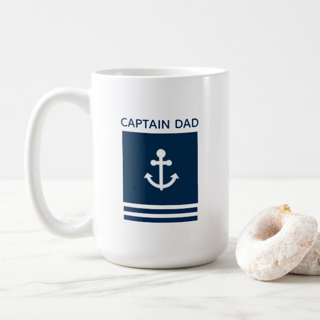 Captain Dad Anchor Coffee Mug (With Donut)