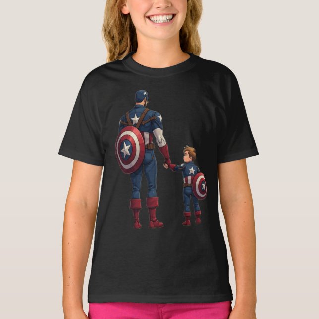 Captain Dad and Sidekick Son T-Shirt (Front)