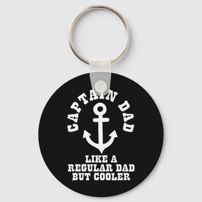 Captain Dad Like A Regular Dad But Cooler Boat Boa Keychain (Front)
