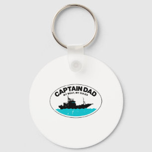 Captain Dad My Boat Rules Funny Owner Boater Papa Keychain