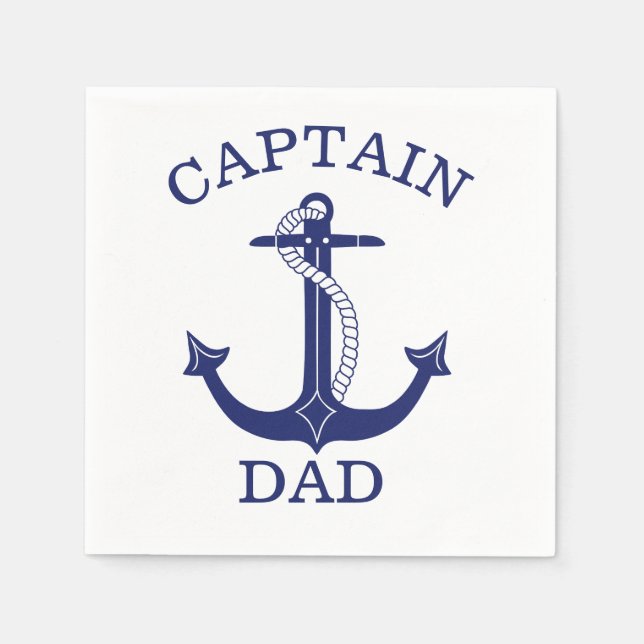Captain Dad Nautical Anchor Napkin (Front)