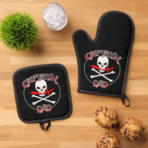 Captain Dad Oven Mitt & Pot Holder Set