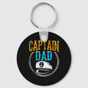 Captain Dad Ship Boat Boating Yacht Father Daddy P Keychain