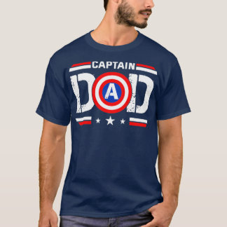 Captain Dad Superhero Funny Men Fathers Day Dad T-Shirt
