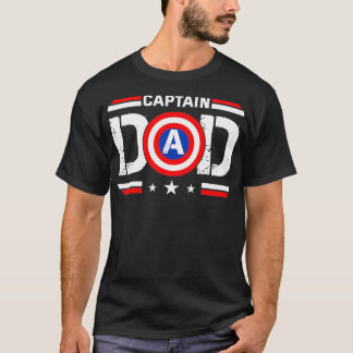 Captain Dad Superhero Funny Men Fathers Day Dad T-Shirt