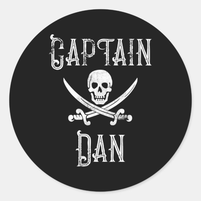 Captain Dan Personalized Pirate Py Classic Round Sticker (Front)