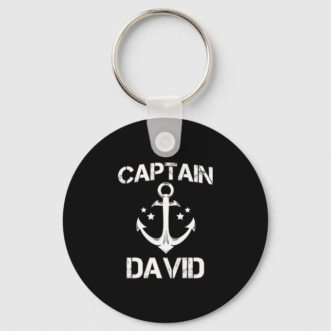 Captain david funny birthday name boat gift keychain (Front)