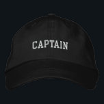 Captain Embroidered Hat<br><div class="desc">A classy embroidered hat for the captain.  Select the hat style and colour of your choice. The text is a customizable template.</div>