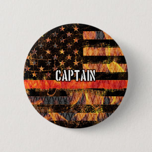 Captain Firefighter Flag 2 Inch Round Button