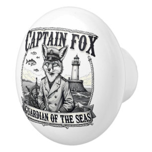 Captain Fox Guardian of Seas Nautical Design Ceramic Knob