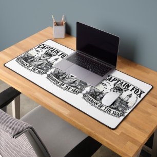 Captain Fox Guardian of Seas Nautical Design Desk Mat