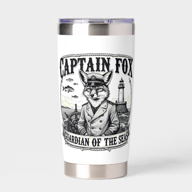 Captain Fox Guardian of Seas Nautical Design Insulated Tumbler (Front)