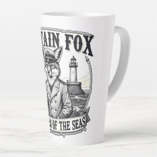 Captain Fox Guardian of Seas Nautical Design Latte Mug
