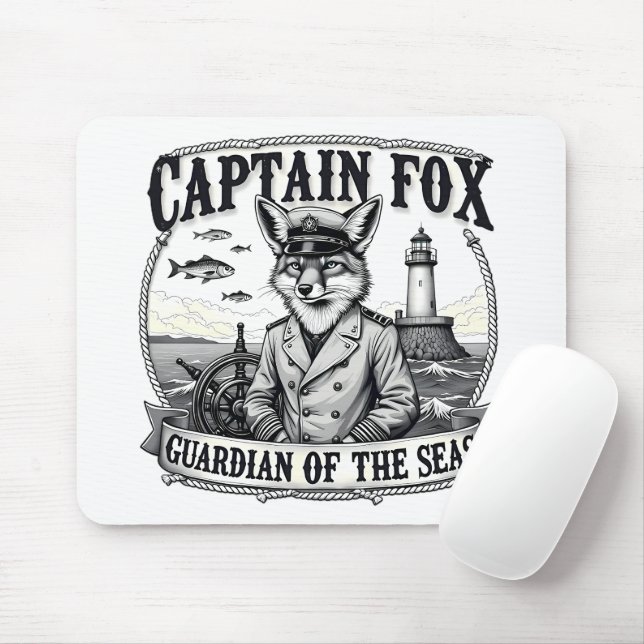 Captain Fox Guardian of Seas Nautical Design Mouse Pad (With Mouse)