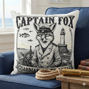 Captain Fox Guardian of Seas Nautical Design Throw Pillow