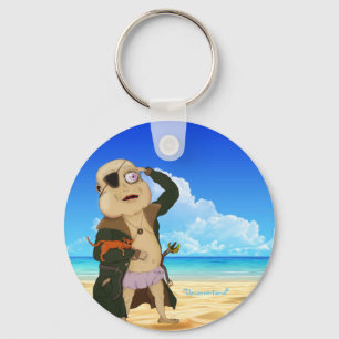 "Captain Fudge" Button Keychain