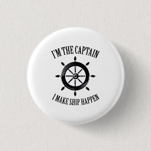 Captain Funny Boat Lover Dad Gift 1 Inch Round Button