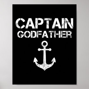 Captain Godfather Pontoon Lake Sailor Fishing Boat Poster