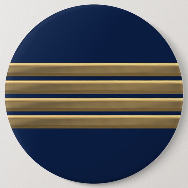 Captain gold stripes 6 inch round button (Front)