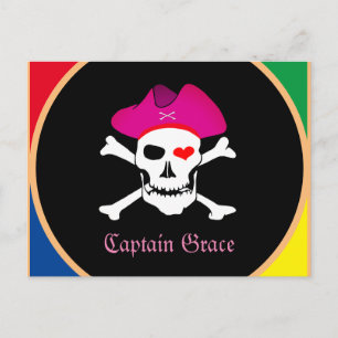 Captain "Grace" & Pirates - Treasure Island /Girls Postcard
