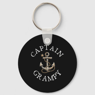 Captain Grampy Boat Sailing Boating Vintage Anchor Keychain