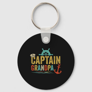Captain Grandpa Pontoon Lake Sailor Fishing Boatin Keychain