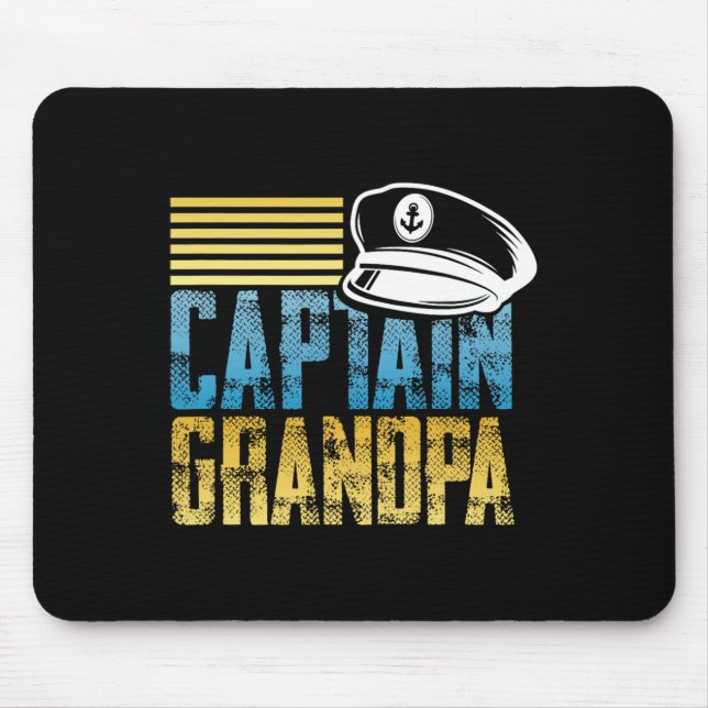 Captain Grandpa - Sailing Captain Hat - Boat Lover Mouse Pad (Front)