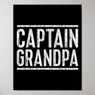 Captain Grandpa Shirt Men Fathers Day Boating Poster