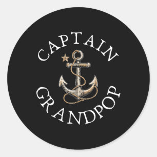 Captain Grandpop Boat Sailing Boating Vintage Anch Classic Round Sticker