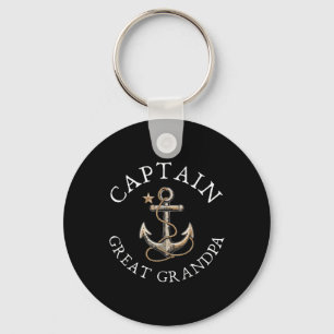Captain Great Grandpa Boat Sailing Boating Vintage Keychain