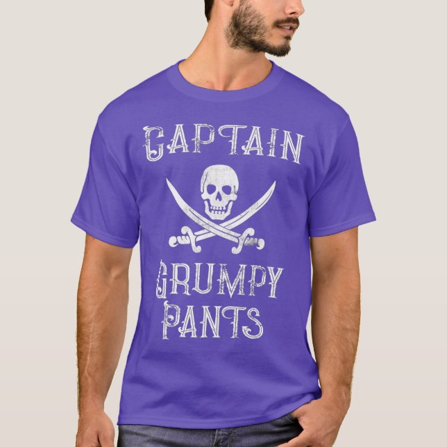 Captain Grumpy Pants Personalized Pirate Pontoon T-Shirt (Front)