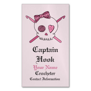 Captain Hook -Crochet Skull (Hair Bow) Magnetic Business Card