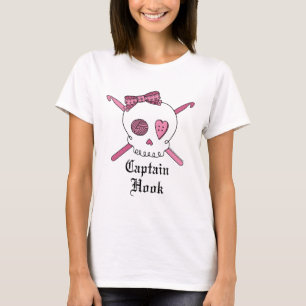 Captain Hook Skull & Crochet Hooks (Pink) T-Shirt