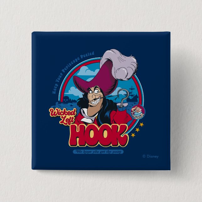 Captain Hook | Wicked Left Hook 2 Inch Square Button (Front)