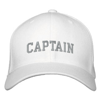 Captain in grey on white sport embroidered cap|hat embroidered hat
