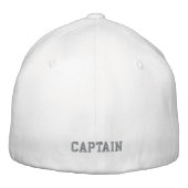 Captain in grey on white sport embroidered cap|hat embroidered hat (Back)